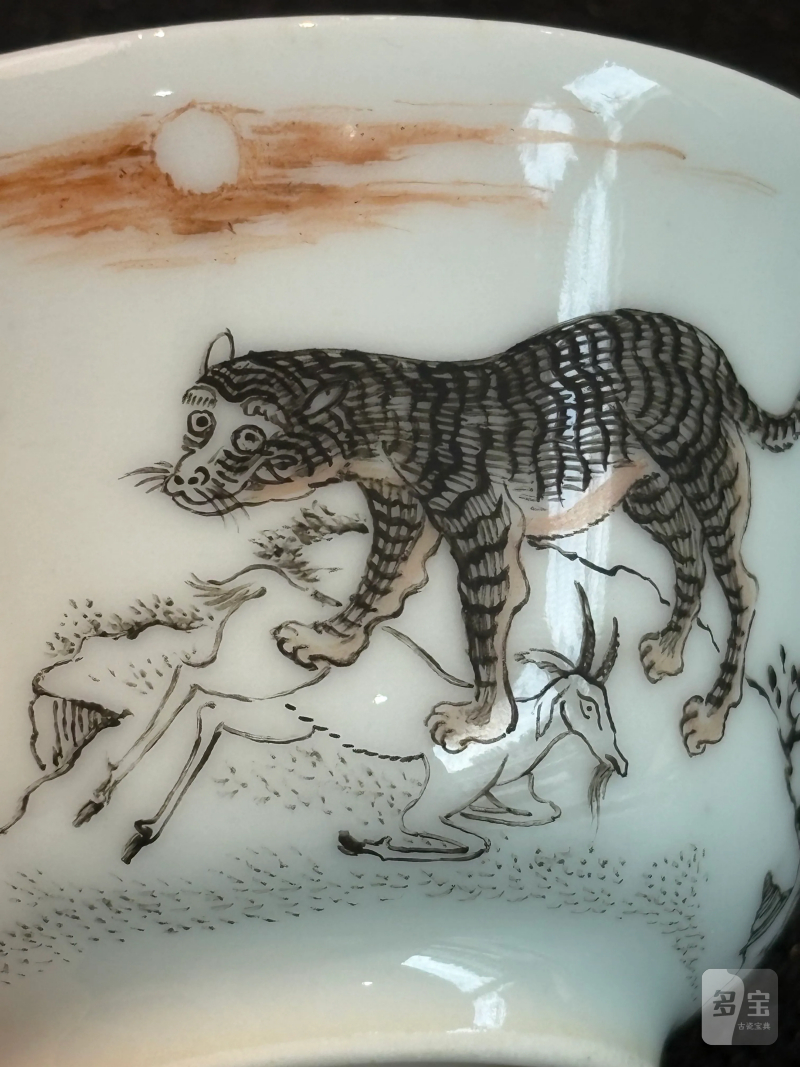 清雍正 墨彩虎纹小杯 - 图5